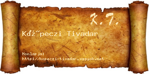 Köpeczi Tivadar névjegykártya